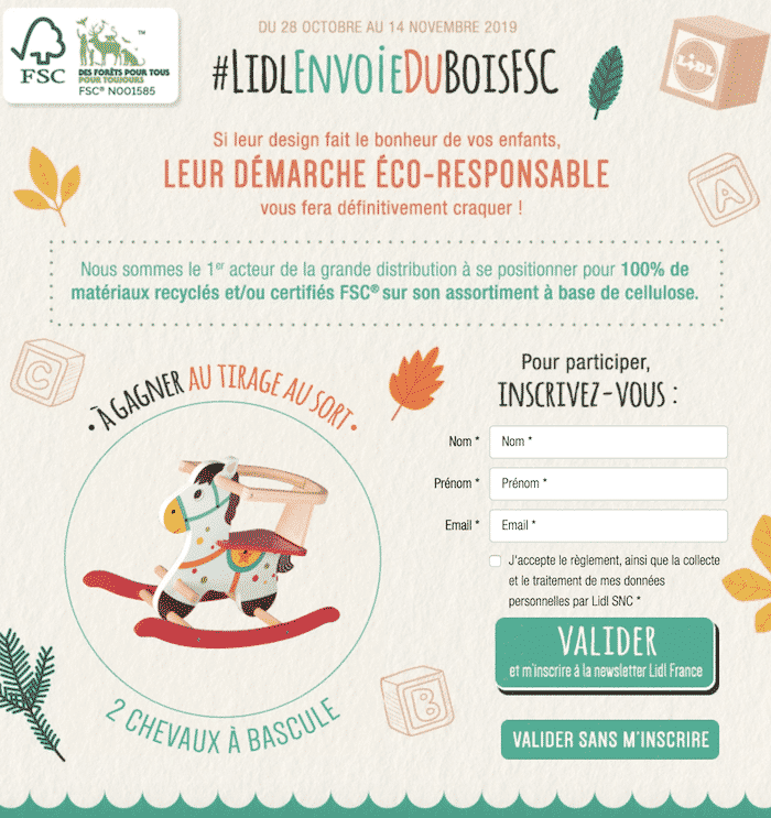 Participez au jeu Lidl #LIDLENVOIEDUBOISFSC