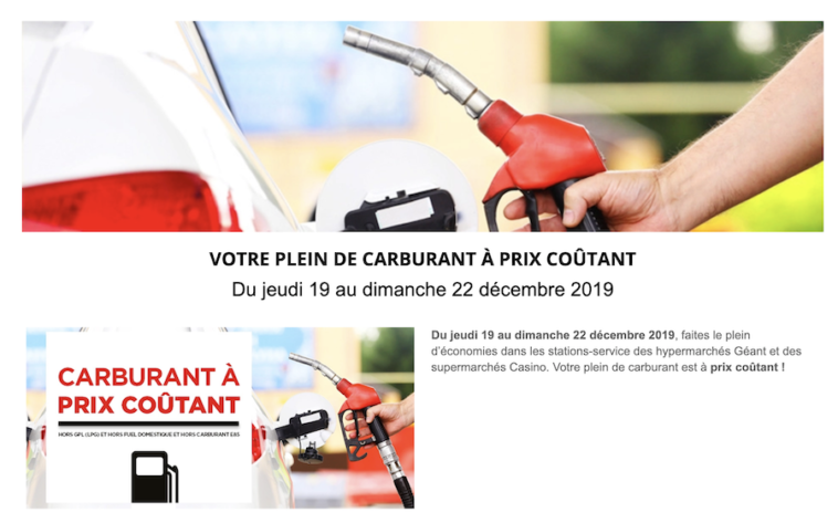 carburant a prix coutant Geant Casino