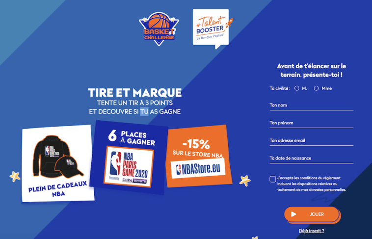 Talent Booster Basket Challenge sur talentbooster.labanquepostale.fr
