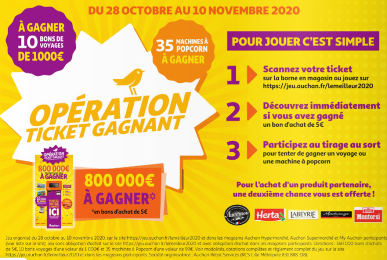 Auchan opération ticket gagnant