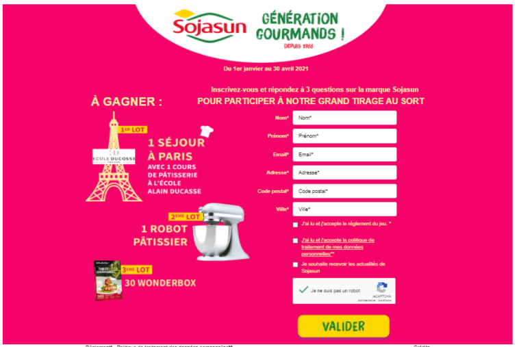 Jeu Sojasun "Génération des gourmands"