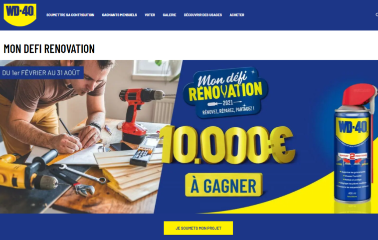 Jeu Mon Défi Rénovation WD40 sur wd40.fr/mondefirenovation