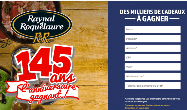 Jeu "145 ans l'anniversaire gagnant" sur les145ansrr.fr