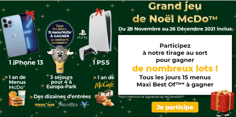 Jeu de Noël Mcdo 2021 sur grandjeumcdo.fr