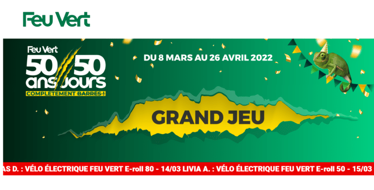 Jeu 50 ans Feu Vert sur jeu50ans.feuvert.fr