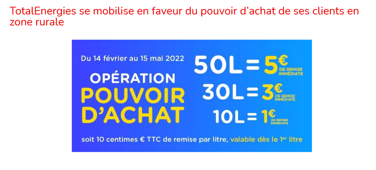 Total Energie remise carburant