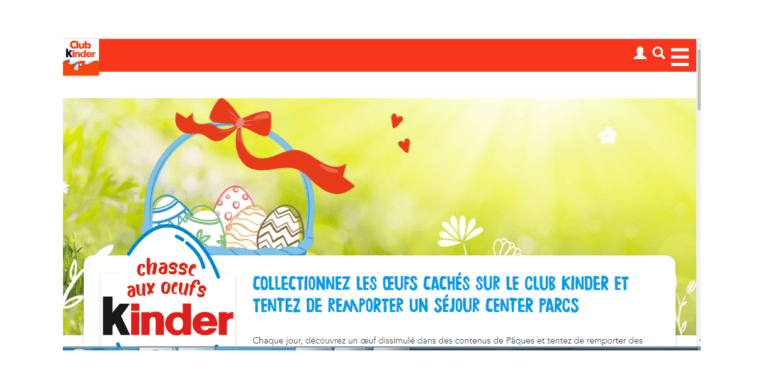 Jeu de Pâques Kinder 2022 sur club.kinder.fr