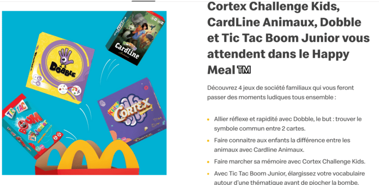 Happy Meal et Asmodee les jeux incontournables