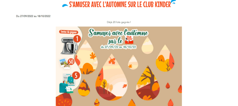 jeu s'amuser avec l'automne sur le club Kinder