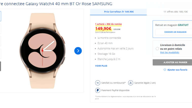 Black Friday Carrefour montre connectée Samsung Galaxy Watch 4