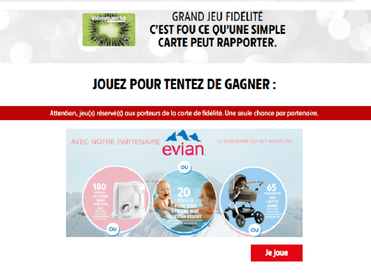 Jeu Fidelite Intermarche Evian Sur Grandjeu Intermarche Com Voyages 180 Robots De Cuisine Et 65 Poussettes Bebe En Jeu Mag Eco
