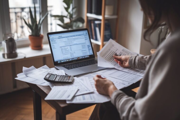 Un salarié trie des reçus de télétravail pour sa déclaration 2026
