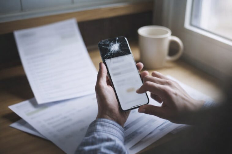 Déclaration trimestrielle CAF sur smartphone avec fiches de paie